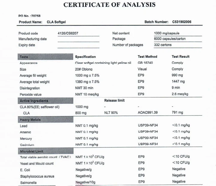 Conjugated Linoleic Acid (CLA) 1000mg Softgel Capsules - Image 4