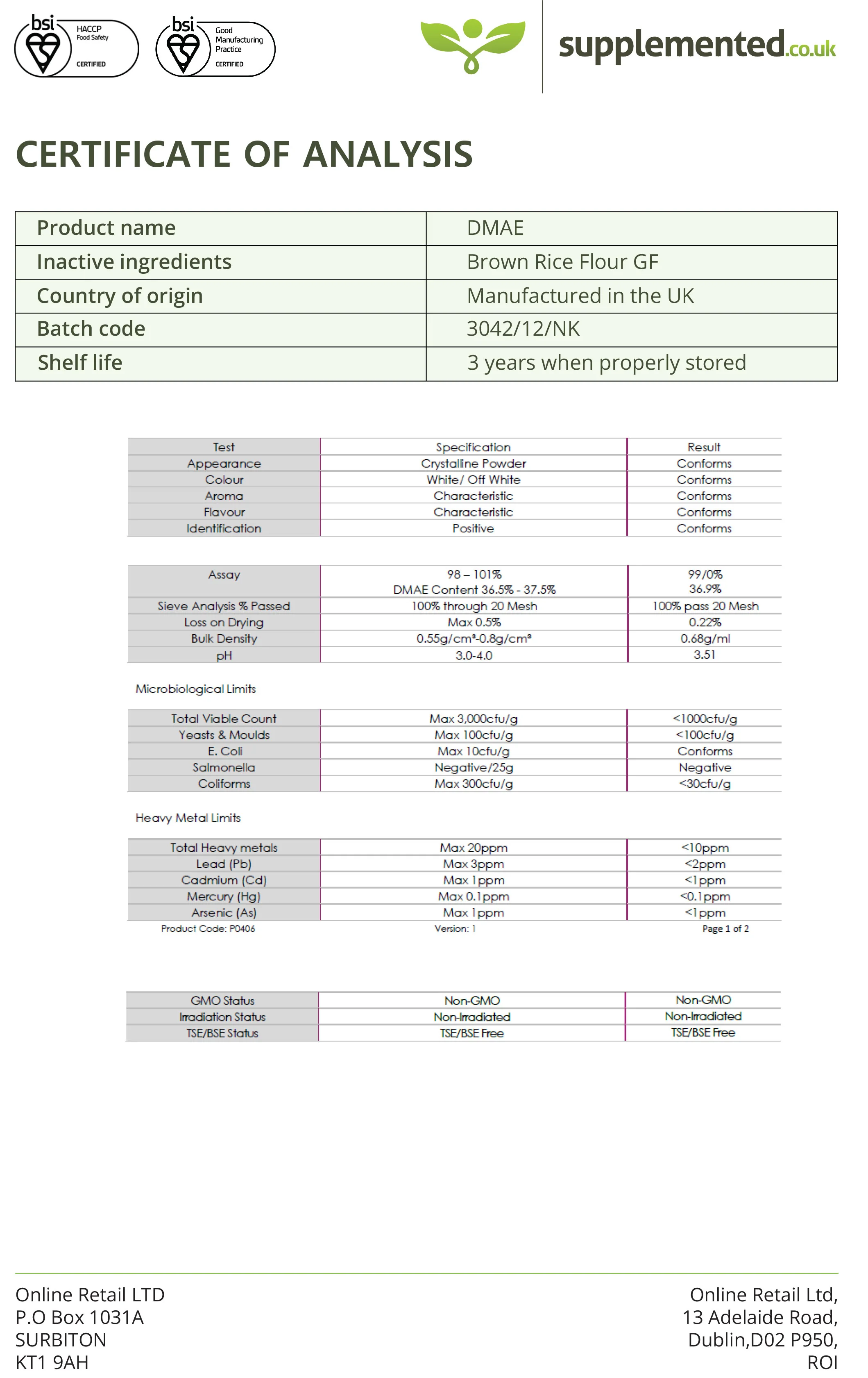 DMAE (Dimethylaminoethanol) 250mg Capsules - Image 5
