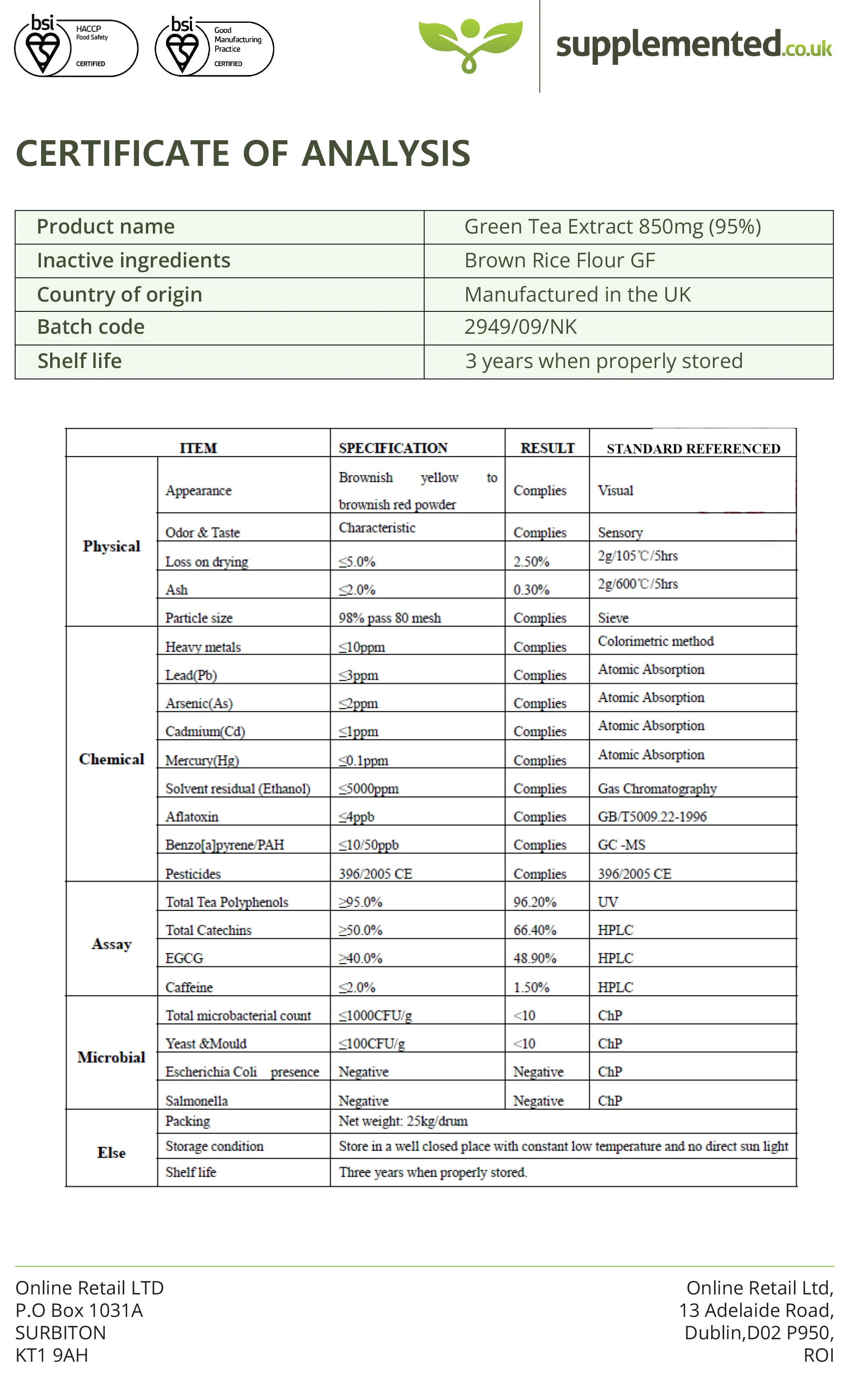 Green Tea Extract 850mg Capsules - Image 4