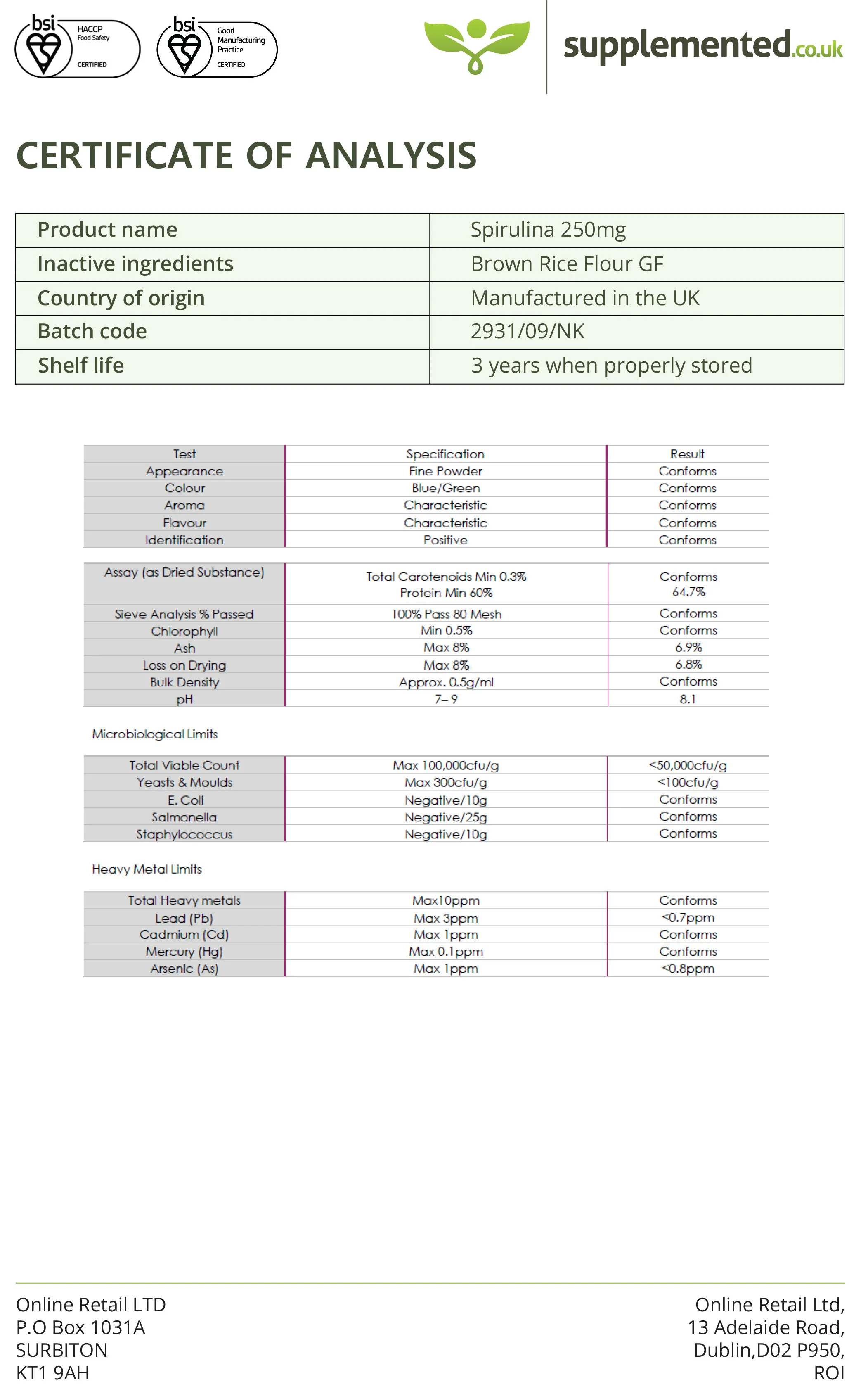 Spirulina 250mg Capsules - Image 3